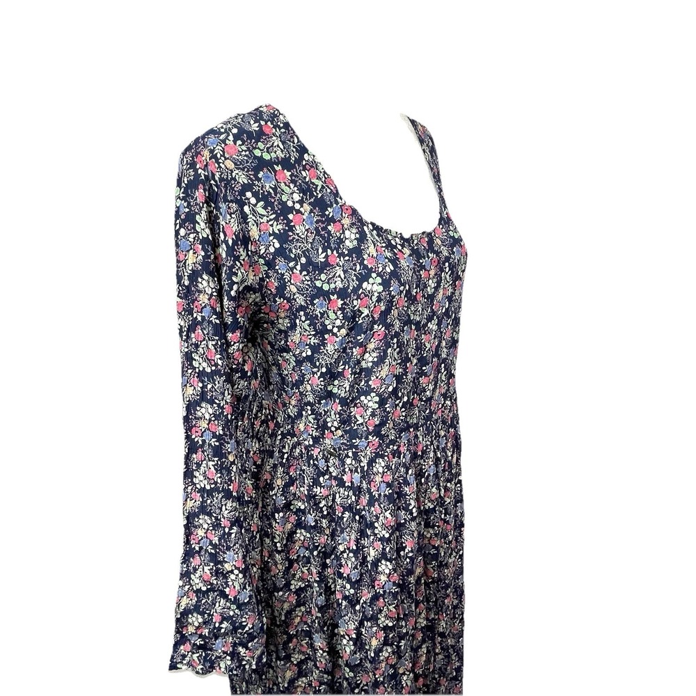Vintage Dress To Kill Jane‎ Mohr Floral Navy Floral Dress Cottagecore Grannycore - Picture 15 of 16